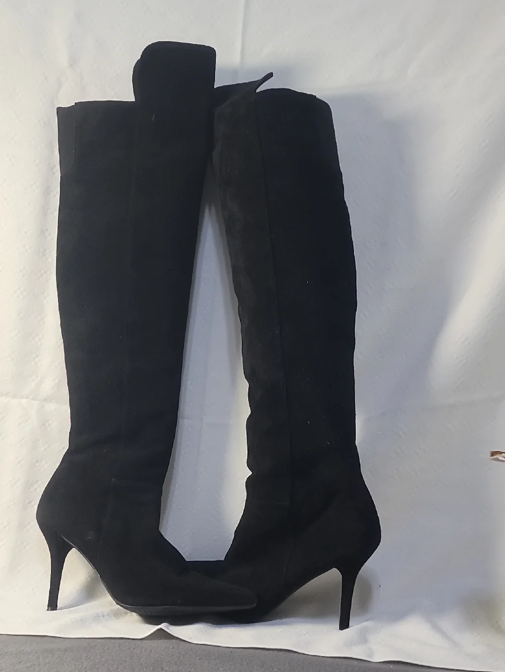 Women's Stuart Weitzman Black Suede Knee-High Stiletto Boots